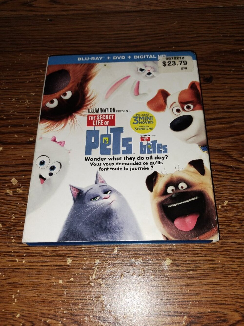 The Secret Life of Pets (Blu-ray/DVD, 2016, 2-Disc Set, Canadian) w/ slipcover